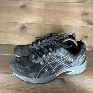 asics gel venture 5 mens size 9.5 wide 4E shoes black trail running sneakers